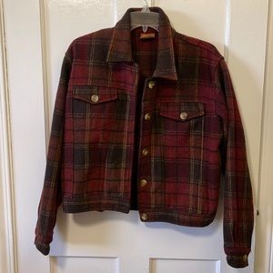 Fargo Jacket Vintage Wool Jacket Red Short Plaid Jacket L small fit WARM Jacket